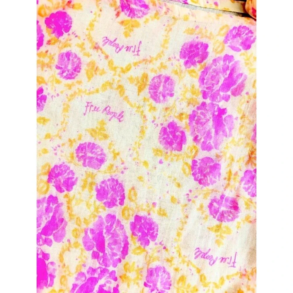 Free People Bright Pink & Orange Floral Reusable Tote Older Pattern
